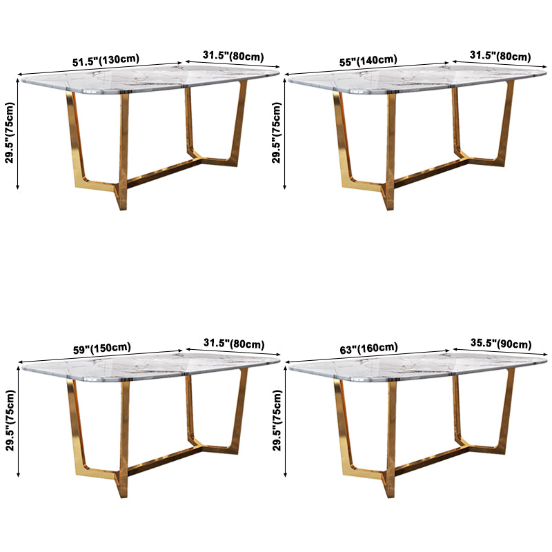 Metal Traditional Luxury Rectangle Indoor Table Sintered Stone Dining Table with Trestle Clearhalo ' dining_table' 'Dining Tables & Seating' 'Dining Tables' 'furn' 'furn_dining_table' 'Furniture' 'furniture_dining_table' 'Kitchen & Dining Furniture' 'kitchen&dining_furn' 'kitchen' 'kitchen_dining_table' 3855226