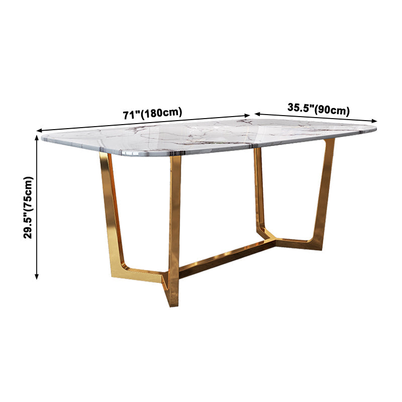 Metal Traditional Luxury Rectangle Indoor Table Sintered Stone Dining Table with Trestle Clearhalo ' dining_table' 'Dining Tables & Seating' 'Dining Tables' 'furn' 'furn_dining_table' 'Furniture' 'furniture_dining_table' 'Kitchen & Dining Furniture' 'kitchen&dining_furn' 'kitchen' 'kitchen_dining_table' 3855227