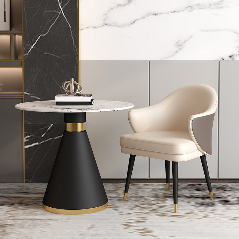 Simplicity Style Sintered Stone Dining Table Single Pedestal Base Round Table for Home Clearhalo ' dining_table' 'Dining Tables & Seating' 'Dining Tables' 'furn' 'furn_dining_table' 'Furniture' 'furniture_dining_table' 'Kitchen & Dining Furniture' 'kitchen&dining_furn' 'kitchen' 'kitchen_dining_table' 3855241
