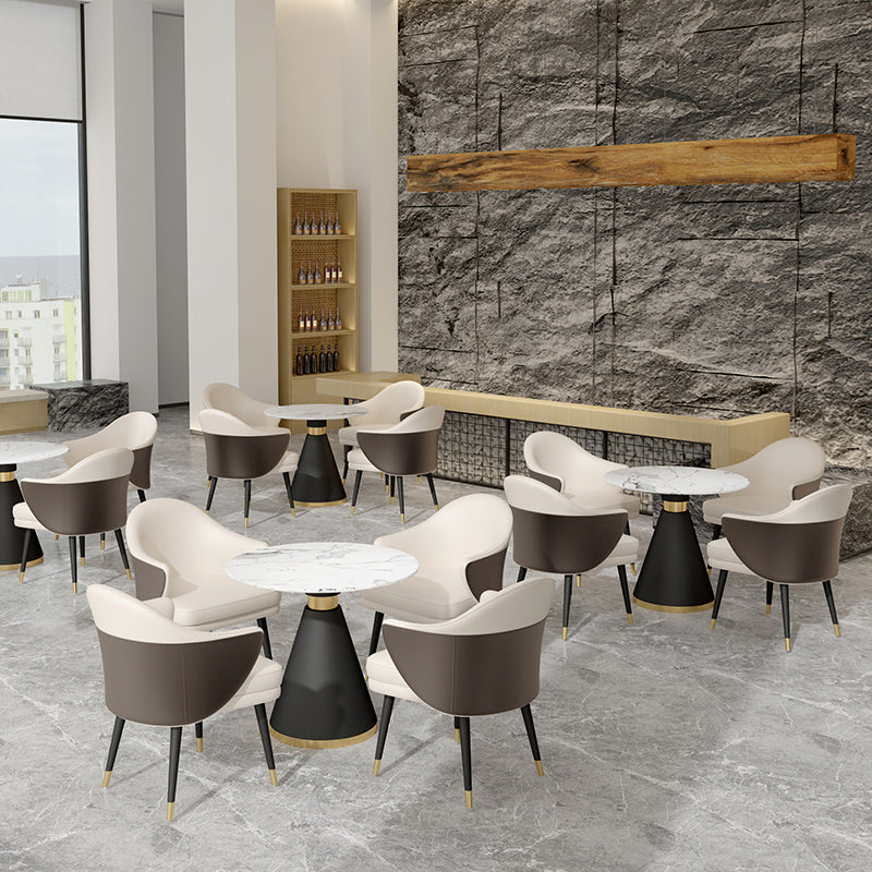 Simplicity Style Sintered Stone Dining Table Single Pedestal Base Round Table for Home Clearhalo ' dining_table' 'Dining Tables & Seating' 'Dining Tables' 'furn' 'furn_dining_table' 'Furniture' 'furniture_dining_table' 'Kitchen & Dining Furniture' 'kitchen&dining_furn' 'kitchen' 'kitchen_dining_table' 3855242