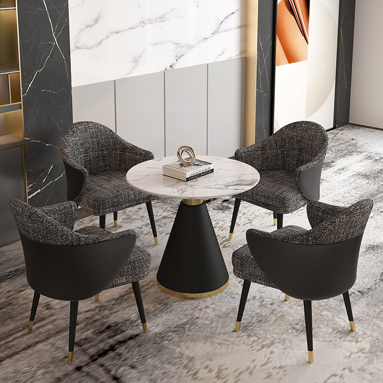 Simplicity Style Sintered Stone Dining Table Single Pedestal Base Round Table for Home Clearhalo ' dining_table' 'Dining Tables & Seating' 'Dining Tables' 'furn' 'furn_dining_table' 'Furniture' 'furniture_dining_table' 'Kitchen & Dining Furniture' 'kitchen&dining_furn' 'kitchen' 'kitchen_dining_table' 3855245