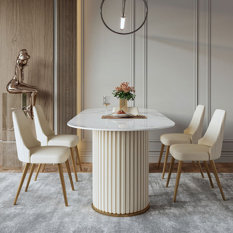 Traditional Luxury Oval Dining Table Sintered Stone Table with White Double Pedestal Clearhalo ' dining_table' 'Dining Tables & Seating' 'Dining Tables' 'furn' 'furn_dining_table' 'Furniture' 'furniture_dining_table' 'Kitchen & Dining Furniture' 'kitchen&dining_furn' 'kitchen' 'kitchen_dining_table' 3855259
