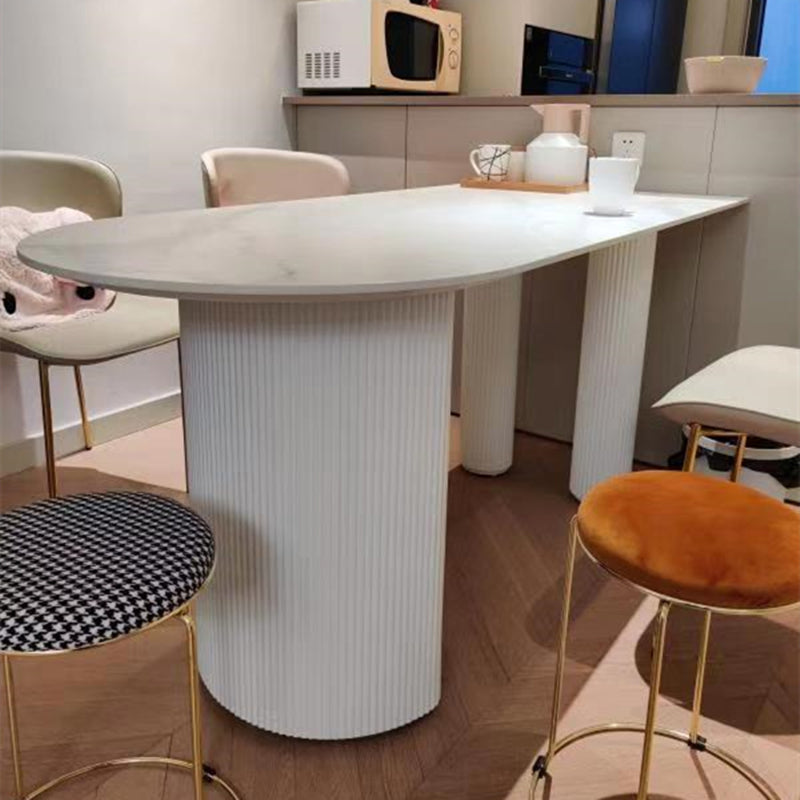 Free Form Sintered Stone White Dining Table Modern Double Pedestal Table for Dining Room Clearhalo ' dining_table' 'Dining Tables & Seating' 'Dining Tables' 'furn' 'furn_dining_table' 'Furniture' 'furniture_dining_table' 'Kitchen & Dining Furniture' 'kitchen&dining_furn' 'kitchen' 'kitchen_dining_table' 3855286