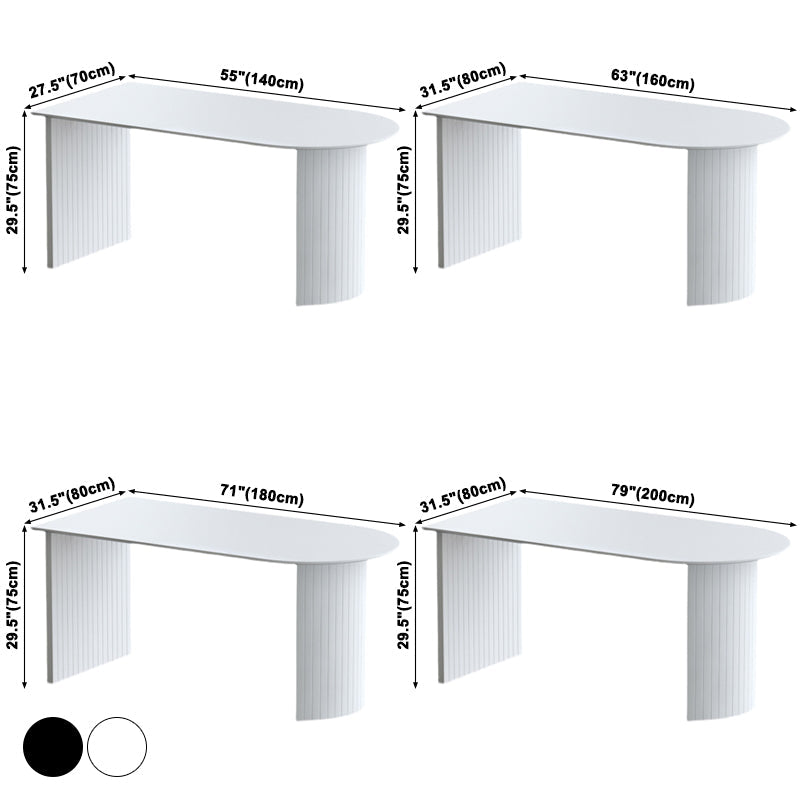 Free Form Sintered Stone White Dining Table Modern Double Pedestal Table for Dining Room Clearhalo ' dining_table' 'Dining Tables & Seating' 'Dining Tables' 'furn' 'furn_dining_table' 'Furniture' 'furniture_dining_table' 'Kitchen & Dining Furniture' 'kitchen&dining_furn' 'kitchen' 'kitchen_dining_table' 3855293