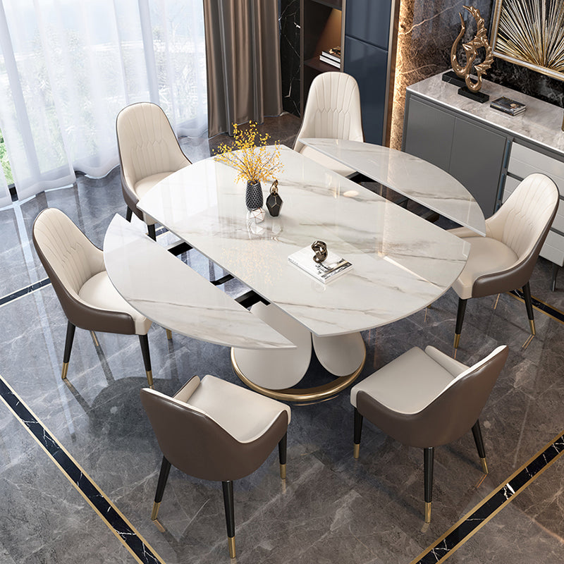 Traditional Luxury Round Dining Table Sintered Stone Table with Pedestal Base Clearhalo ' dining_table' 'Dining Tables & Seating' 'Dining Tables' 'furn' 'furn_dining_table' 'Furniture' 'furniture_dining_table' 'Kitchen & Dining Furniture' 'kitchen&dining_furn' 'kitchen' 'kitchen_dining_table' 3855299