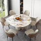 Traditional Luxury Round Dining Table Sintered Stone Table with Pedestal Base Yellow Without Chairs Clearhalo ' dining_table' 'Dining Tables & Seating' 'Dining Tables' 'furn' 'furn_dining_table' 'Furniture' 'furniture_dining_table' 'Kitchen & Dining Furniture' 'kitchen&dining_furn' 'kitchen' 'kitchen_dining_table' 3855301