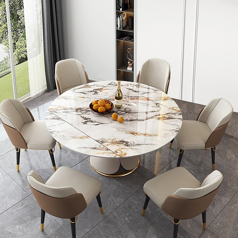 Traditional Luxury Round Dining Table Sintered Stone Table with Pedestal Base Yellow Without Chairs Clearhalo ' dining_table' 'Dining Tables & Seating' 'Dining Tables' 'furn' 'furn_dining_table' 'Furniture' 'furniture_dining_table' 'Kitchen & Dining Furniture' 'kitchen&dining_furn' 'kitchen' 'kitchen_dining_table' 3855301