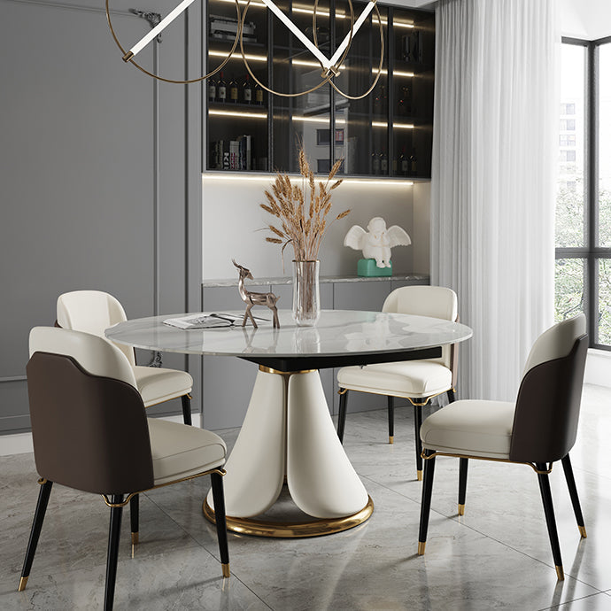 Traditional Luxury Round Dining Table Sintered Stone Table with Pedestal Base Clearhalo ' dining_table' 'Dining Tables & Seating' 'Dining Tables' 'furn' 'furn_dining_table' 'Furniture' 'furniture_dining_table' 'Kitchen & Dining Furniture' 'kitchen&dining_furn' 'kitchen' 'kitchen_dining_table' 3855303
