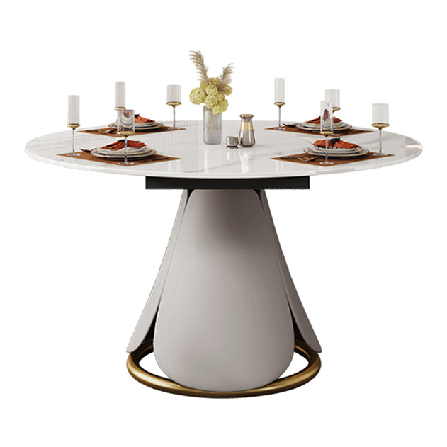 Traditional Luxury Round Dining Table Sintered Stone Table with Pedestal Base White Without Chairs Clearhalo ' dining_table' 'Dining Tables & Seating' 'Dining Tables' 'furn' 'furn_dining_table' 'Furniture' 'furniture_dining_table' 'Kitchen & Dining Furniture' 'kitchen&dining_furn' 'kitchen' 'kitchen_dining_table' 3855304