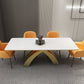 Glam Rectangle Shape Dining Table Sintered Stone Top Standard Dining Table for Kitchen Clearhalo ' dining_table' 'Dining Tables & Seating' 'Dining Tables' 'furn' 'furn_dining_table' 'Furniture' 'furniture_dining_table' 'Kitchen & Dining Furniture' 'kitchen&dining_furn' 'kitchen' 'kitchen_dining_table' 3855323