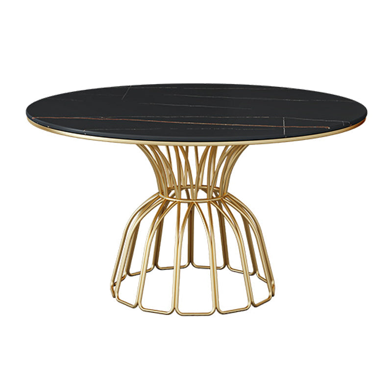 Contemporary Style Sintered Stone Dining Table Single Pedestal Base Round Table for Home Black Without Chairs Clearhalo ' dining_table' 'Dining Tables & Seating' 'Dining Tables' 'furn' 'furn_dining_table' 'Furniture' 'furniture_dining_table' 'Kitchen & Dining Furniture' 'kitchen&dining_furn' 'kitchen' 'kitchen_dining_table' 3855326