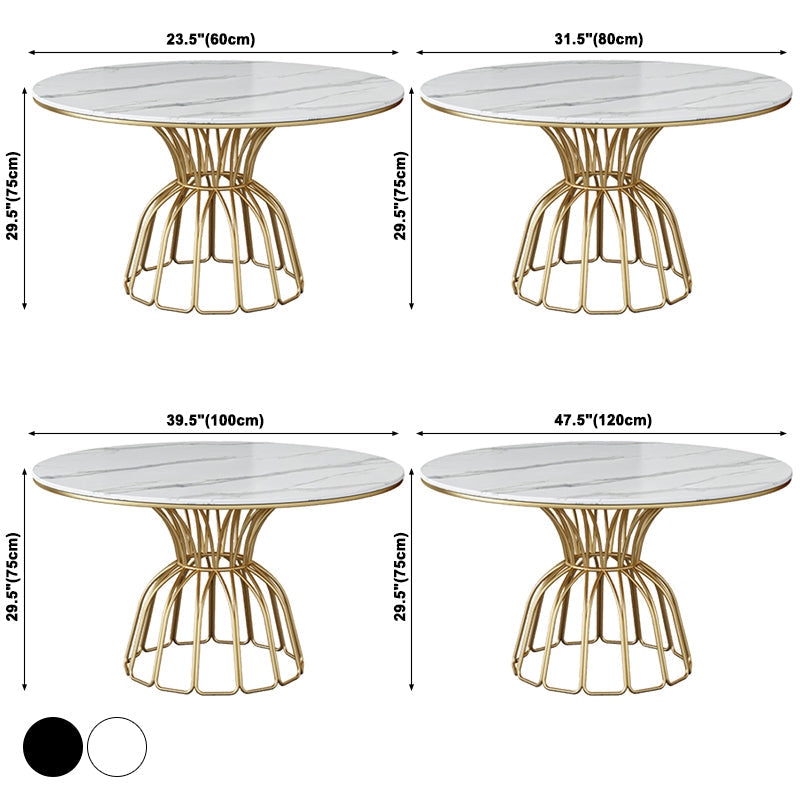 Contemporary Style Sintered Stone Dining Table Single Pedestal Base Round Table for Home Clearhalo ' dining_table' 'Dining Tables & Seating' 'Dining Tables' 'furn' 'furn_dining_table' 'Furniture' 'furniture_dining_table' 'Kitchen & Dining Furniture' 'kitchen&dining_furn' 'kitchen' 'kitchen_dining_table' 3855335