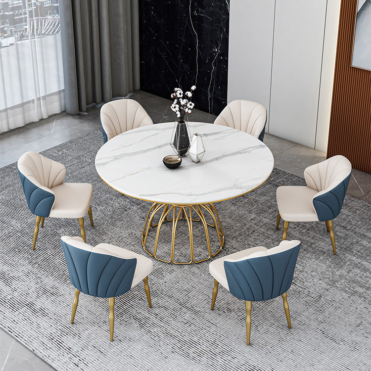 Contemporary Style Sintered Stone Dining Table Single Pedestal Base Round Table for Home Clearhalo ' dining_table' 'Dining Tables & Seating' 'Dining Tables' 'furn' 'furn_dining_table' 'Furniture' 'furniture_dining_table' 'Kitchen & Dining Furniture' 'kitchen&dining_furn' 'kitchen' 'kitchen_dining_table' 3855337