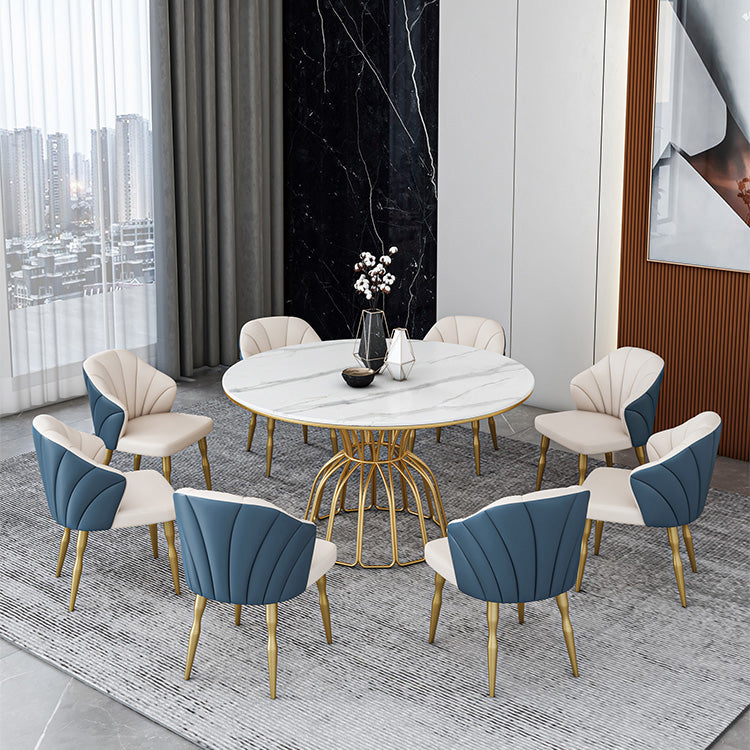 Contemporary Style Sintered Stone Dining Table Single Pedestal Base Round Table for Home Clearhalo ' dining_table' 'Dining Tables & Seating' 'Dining Tables' 'furn' 'furn_dining_table' 'Furniture' 'furniture_dining_table' 'Kitchen & Dining Furniture' 'kitchen&dining_furn' 'kitchen' 'kitchen_dining_table' 3855338