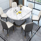 Extendable Round Dining Table Luxury Sintered Stone Top Table with Storage Pedestal Clearhalo ' dining_table' 'Dining Tables & Seating' 'Dining Tables' 'furn' 'furn_dining_table' 'Furniture' 'furniture_dining_table' 'Kitchen & Dining Furniture' 'kitchen&dining_furn' 'kitchen' 'kitchen_dining_table' 3855340