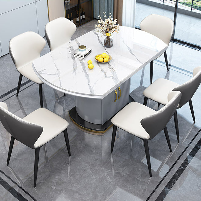 Extendable Round Dining Table Luxury Sintered Stone Top Table with Storage Pedestal Clearhalo ' dining_table' 'Dining Tables & Seating' 'Dining Tables' 'furn' 'furn_dining_table' 'Furniture' 'furniture_dining_table' 'Kitchen & Dining Furniture' 'kitchen&dining_furn' 'kitchen' 'kitchen_dining_table' 3855342