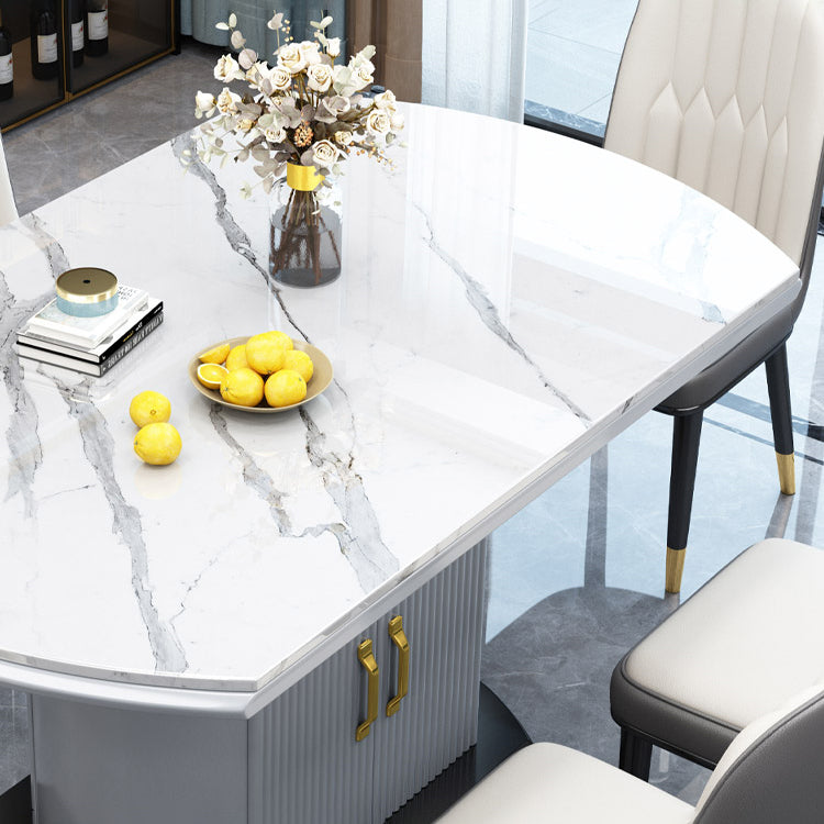 Extendable Round Dining Table Luxury Sintered Stone Top Table with Storage Pedestal Clearhalo ' dining_table' 'Dining Tables & Seating' 'Dining Tables' 'furn' 'furn_dining_table' 'Furniture' 'furniture_dining_table' 'Kitchen & Dining Furniture' 'kitchen&dining_furn' 'kitchen' 'kitchen_dining_table' 3855346