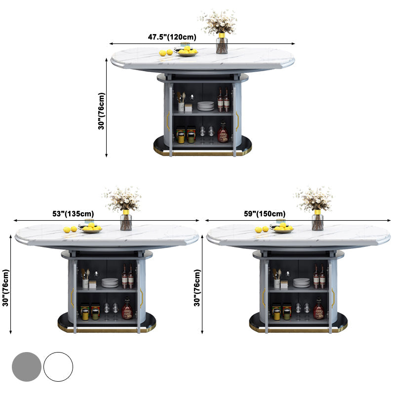 Extendable Round Dining Table Luxury Sintered Stone Top Table with Storage Pedestal Clearhalo ' dining_table' 'Dining Tables & Seating' 'Dining Tables' 'furn' 'furn_dining_table' 'Furniture' 'furniture_dining_table' 'Kitchen & Dining Furniture' 'kitchen&dining_furn' 'kitchen' 'kitchen_dining_table' 3855349