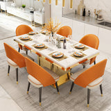 Metal Traditional Luxury Rectangle Indoor Table Marble Top Table with Pedestal Clearhalo ' dining_table' 'Dining Tables & Seating' 'Dining Tables' 'furn' 'furn_dining_table' 'Furniture' 'furniture_dining_table' 'Kitchen & Dining Furniture' 'kitchen&dining_furn' 'kitchen' 'kitchen_dining_table' 3855367