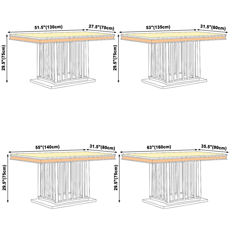 Metal Traditional Luxury Rectangle Indoor Table Marble Top Table with Pedestal Clearhalo ' dining_table' 'Dining Tables & Seating' 'Dining Tables' 'furn' 'furn_dining_table' 'Furniture' 'furniture_dining_table' 'Kitchen & Dining Furniture' 'kitchen&dining_furn' 'kitchen' 'kitchen_dining_table' 3855373