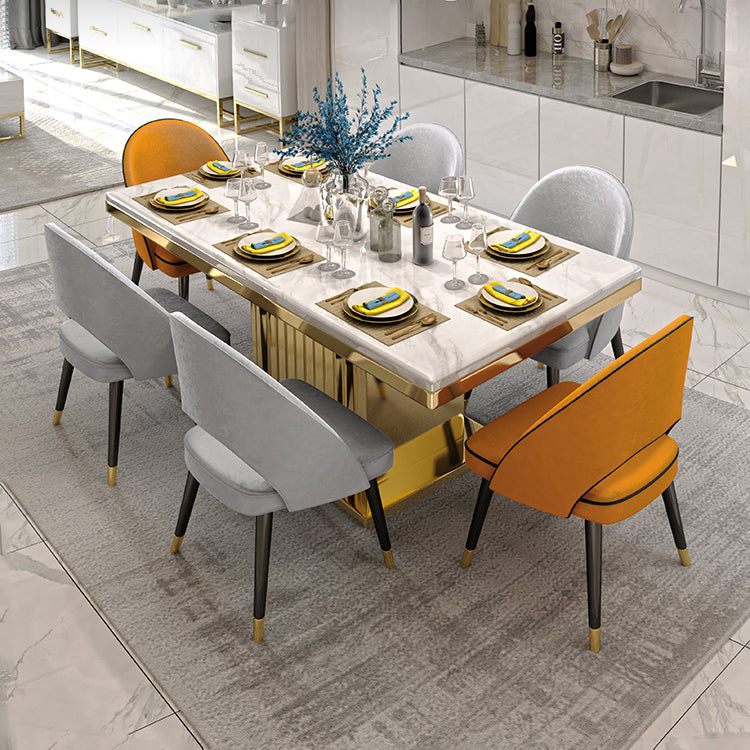 Metal Traditional Luxury Rectangle Indoor Table Marble Top Table with Pedestal Clearhalo ' dining_table' 'Dining Tables & Seating' 'Dining Tables' 'furn' 'furn_dining_table' 'Furniture' 'furniture_dining_table' 'Kitchen & Dining Furniture' 'kitchen&dining_furn' 'kitchen' 'kitchen_dining_table' 3855375