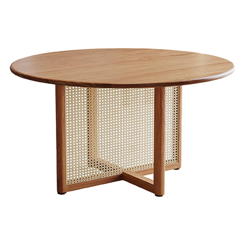 Contemporary Khaki Standard Dining Table Solid Wood Kitchen Dining Table with Double Pedestal Base Without Chairs Clearhalo ' dining_table' 'Dining Tables & Seating' 'Dining Tables' 'furn' 'furn_dining_table' 'Furniture' 'furniture_dining_table' 'Kitchen & Dining Furniture' 'kitchen&dining_furn' 'kitchen' 'kitchen_dining_table' 3855378