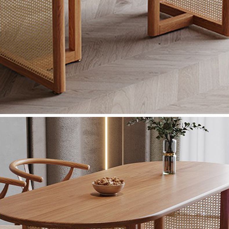 Contemporary Khaki Standard Dining Table Solid Wood Kitchen Dining Table with Double Pedestal Base Clearhalo ' dining_table' 'Dining Tables & Seating' 'Dining Tables' 'furn' 'furn_dining_table' 'Furniture' 'furniture_dining_table' 'Kitchen & Dining Furniture' 'kitchen&dining_furn' 'kitchen' 'kitchen_dining_table' 3855380