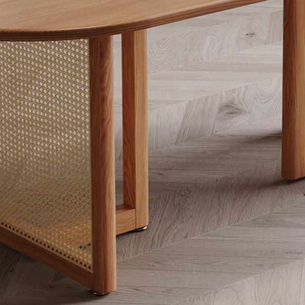 Contemporary Khaki Standard Dining Table Solid Wood Kitchen Dining Table with Double Pedestal Base Clearhalo ' dining_table' 'Dining Tables & Seating' 'Dining Tables' 'furn' 'furn_dining_table' 'Furniture' 'furniture_dining_table' 'Kitchen & Dining Furniture' 'kitchen&dining_furn' 'kitchen' 'kitchen_dining_table' 3855383