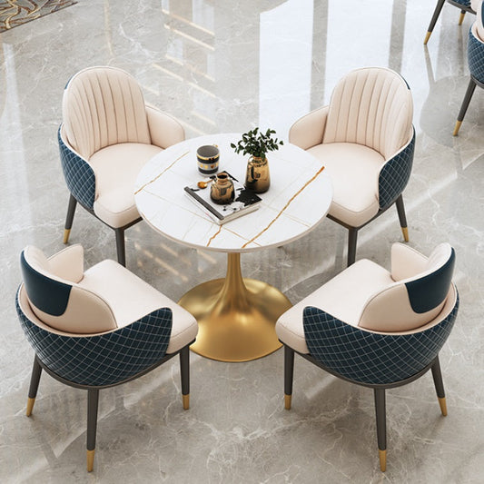Traditional Luxury Round Table Stone Dining Room Collection for Indoor