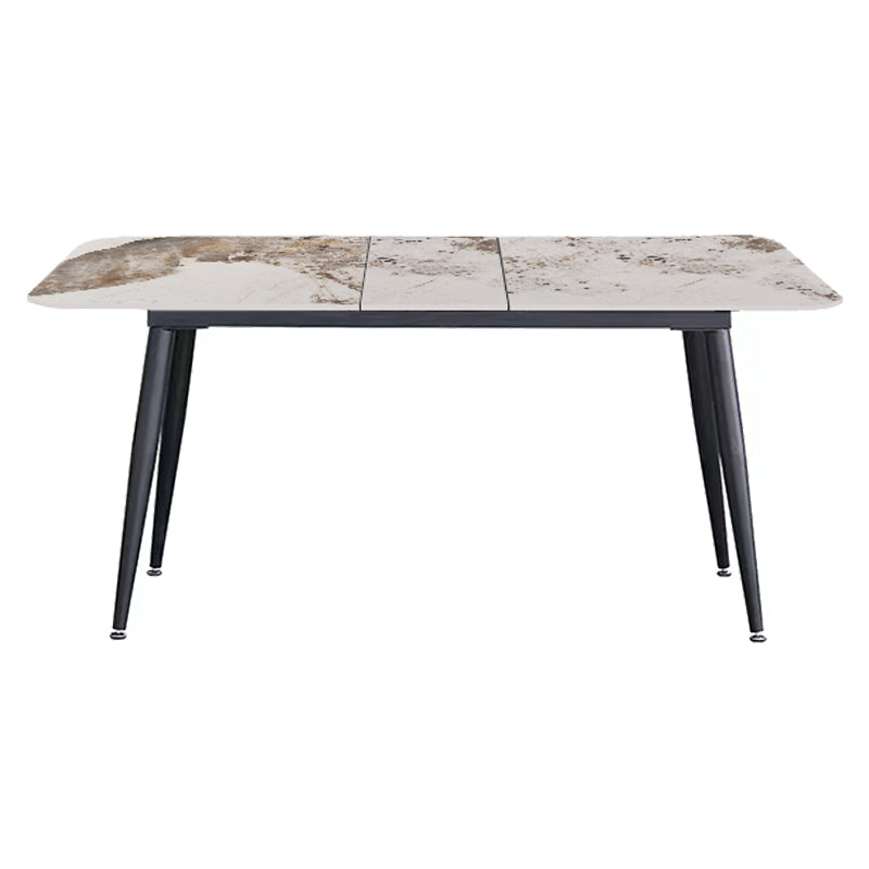 Extendable Luxury Dining Table Adjustable Sintered Stone Top Table with 4 Legs Without Chairs Clearhalo ' dining_table' 'Dining Tables & Seating' 'Dining Tables' 'furn' 'furn_dining_table' 'Furniture' 'furniture_dining_table' 'Kitchen & Dining Furniture' 'kitchen&dining_furn' 'kitchen' 'kitchen_dining_table' 3855399