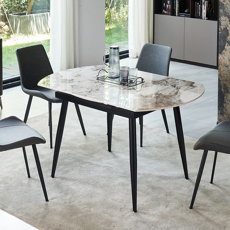 Extendable Luxury Dining Table Adjustable Sintered Stone Top Table with 4 Legs Clearhalo ' dining_table' 'Dining Tables & Seating' 'Dining Tables' 'furn' 'furn_dining_table' 'Furniture' 'furniture_dining_table' 'Kitchen & Dining Furniture' 'kitchen&dining_furn' 'kitchen' 'kitchen_dining_table' 3855400