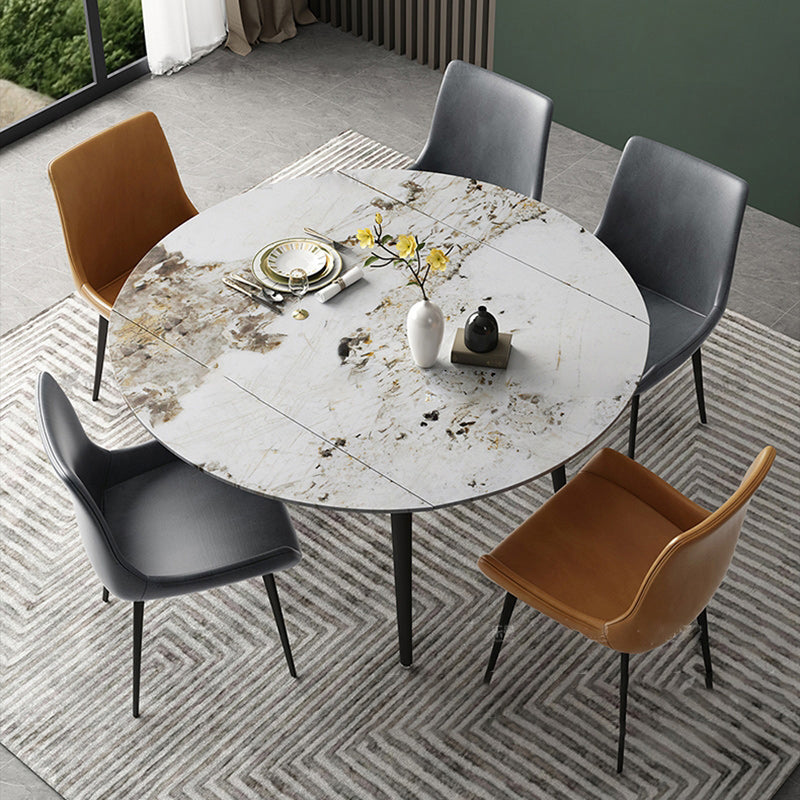 Extendable Luxury Dining Table Adjustable Sintered Stone Top Table with 4 Legs Clearhalo ' dining_table' 'Dining Tables & Seating' 'Dining Tables' 'furn' 'furn_dining_table' 'Furniture' 'furniture_dining_table' 'Kitchen & Dining Furniture' 'kitchen&dining_furn' 'kitchen' 'kitchen_dining_table' 3855402