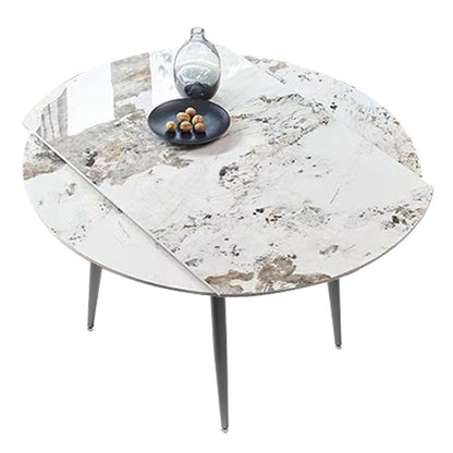 Extendable Luxury Dining Table Adjustable Sintered Stone Top Table with 4 Legs Without Chairs Clearhalo ' dining_table' 'Dining Tables & Seating' 'Dining Tables' 'furn' 'furn_dining_table' 'Furniture' 'furniture_dining_table' 'Kitchen & Dining Furniture' 'kitchen&dining_furn' 'kitchen' 'kitchen_dining_table' 3855403
