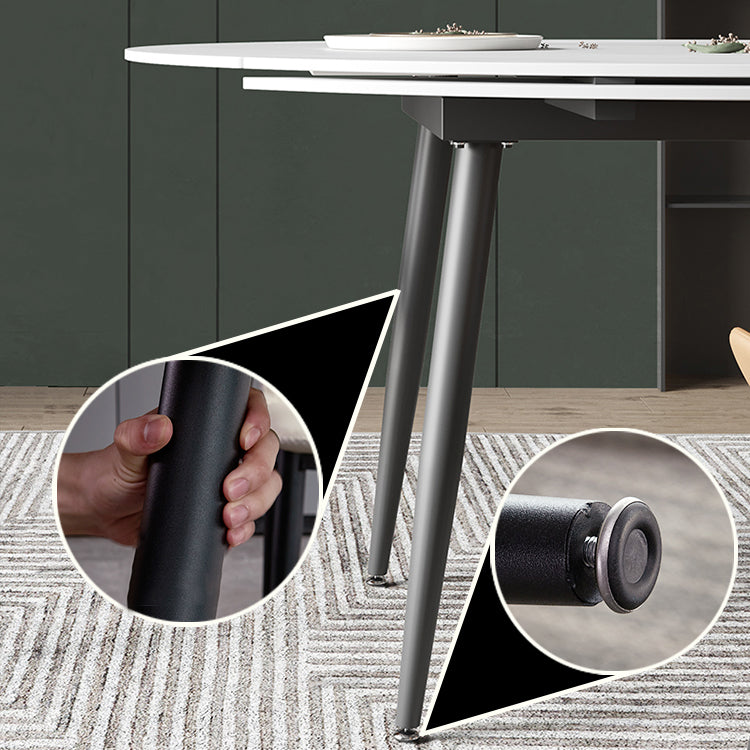 Extendable Luxury Dining Table Adjustable Sintered Stone Top Table with 4 Legs Clearhalo ' dining_table' 'Dining Tables & Seating' 'Dining Tables' 'furn' 'furn_dining_table' 'Furniture' 'furniture_dining_table' 'Kitchen & Dining Furniture' 'kitchen&dining_furn' 'kitchen' 'kitchen_dining_table' 3855404