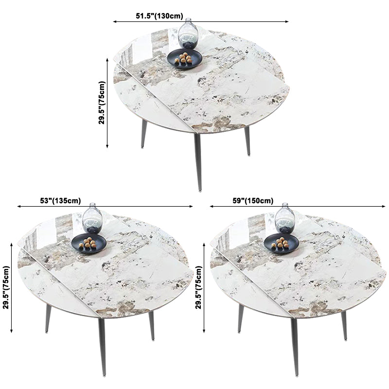 Extendable Luxury Dining Table Adjustable Sintered Stone Top Table with 4 Legs Clearhalo ' dining_table' 'Dining Tables & Seating' 'Dining Tables' 'furn' 'furn_dining_table' 'Furniture' 'furniture_dining_table' 'Kitchen & Dining Furniture' 'kitchen&dining_furn' 'kitchen' 'kitchen_dining_table' 3855408