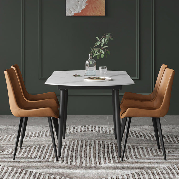 Extendable Luxury Dining Table Adjustable Sintered Stone Top Table with 4 Legs Clearhalo ' dining_table' 'Dining Tables & Seating' 'Dining Tables' 'furn' 'furn_dining_table' 'Furniture' 'furniture_dining_table' 'Kitchen & Dining Furniture' 'kitchen&dining_furn' 'kitchen' 'kitchen_dining_table' 3855410