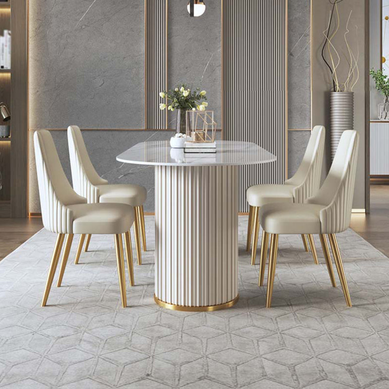 Traditional Luxury Oval Dining Room Table Sintered Stone Table with White Double Pedestal Clearhalo ' dining_table' 'Dining Tables & Seating' 'Dining Tables' 'furn' 'furn_dining_table' 'Furniture' 'furniture_dining_table' 'Kitchen & Dining Furniture' 'kitchen&dining_furn' 'kitchen' 'kitchen_dining_table' 3855414