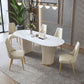 Traditional Luxury Oval Dining Room Table Sintered Stone Table with White Double Pedestal Clearhalo ' dining_table' 'Dining Tables & Seating' 'Dining Tables' 'furn' 'furn_dining_table' 'Furniture' 'furniture_dining_table' 'Kitchen & Dining Furniture' 'kitchen&dining_furn' 'kitchen' 'kitchen_dining_table' 3855417