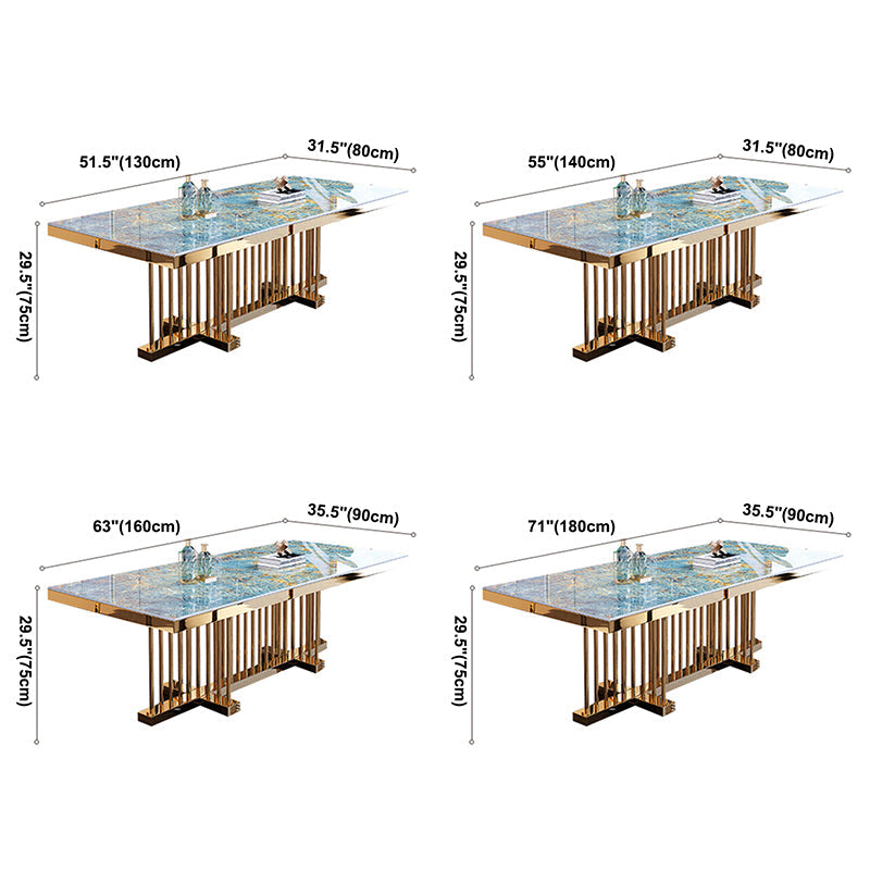Metal Traditional Luxury Rectangle Dining Table Sintered Stone Top Table with Trestle Clearhalo ' dining_table' 'Dining Tables & Seating' 'Dining Tables' 'furn' 'furn_dining_table' 'Furniture' 'furniture_dining_table' 'Kitchen & Dining Furniture' 'kitchen&dining_furn' 'kitchen' 'kitchen_dining_table' 3855429