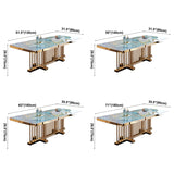 Metal Traditional Luxury Rectangle Dining Table Sintered Stone Top Table with Trestle Clearhalo ' dining_table' 'Dining Tables & Seating' 'Dining Tables' 'furn' 'furn_dining_table' 'Furniture' 'furniture_dining_table' 'Kitchen & Dining Furniture' 'kitchen&dining_furn' 'kitchen' 'kitchen_dining_table' 3855429