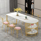 Glam Style Sintered Stone Dining Table Freeform Shape Table with Double Pedestal Base Clearhalo ' dining_table' 'Dining Tables & Seating' 'Dining Tables' 'furn' 'furn_dining_table' 'Furniture' 'furniture_dining_table' 'Kitchen & Dining Furniture' 'kitchen&dining_furn' 'kitchen' 'kitchen_dining_table' 3855435