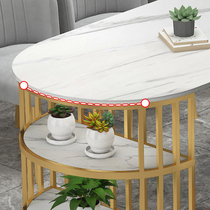 Glam Style Sintered Stone Dining Table Freeform Shape Table with Double Pedestal Base Clearhalo ' dining_table' 'Dining Tables & Seating' 'Dining Tables' 'furn' 'furn_dining_table' 'Furniture' 'furniture_dining_table' 'Kitchen & Dining Furniture' 'kitchen&dining_furn' 'kitchen' 'kitchen_dining_table' 3855439
