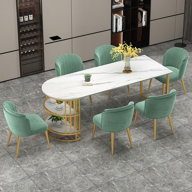 Glam Style Sintered Stone Dining Table Freeform Shape Table with Double Pedestal Base Clearhalo ' dining_table' 'Dining Tables & Seating' 'Dining Tables' 'furn' 'furn_dining_table' 'Furniture' 'furniture_dining_table' 'Kitchen & Dining Furniture' 'kitchen&dining_furn' 'kitchen' 'kitchen_dining_table' 3855445