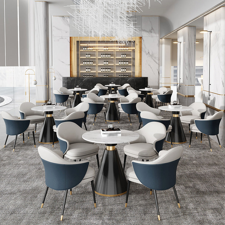 Traditional Luxury Round Dining Table Sintered Stone Table with Black Pedestal Base Clearhalo ' dining_table' 'Dining Tables & Seating' 'Dining Tables' 'furn' 'furn_dining_table' 'Furniture' 'furniture_dining_table' 'Kitchen & Dining Furniture' 'kitchen&dining_furn' 'kitchen' 'kitchen_dining_table' 3855456