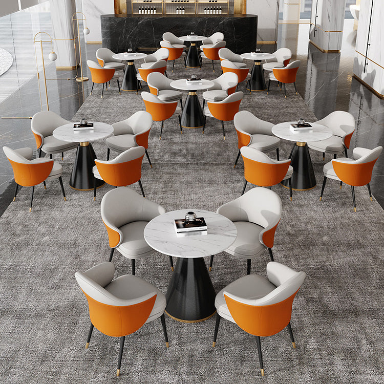 Traditional Luxury Round Dining Table Sintered Stone Table with Black Pedestal Base Clearhalo ' dining_table' 'Dining Tables & Seating' 'Dining Tables' 'furn' 'furn_dining_table' 'Furniture' 'furniture_dining_table' 'Kitchen & Dining Furniture' 'kitchen&dining_furn' 'kitchen' 'kitchen_dining_table' 3855458