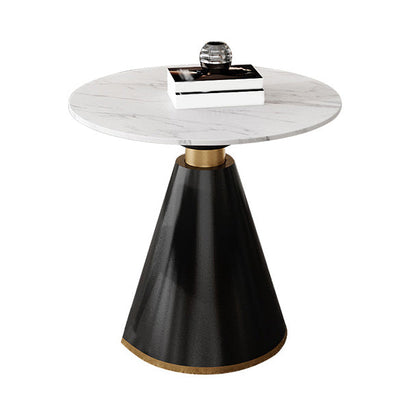 Traditional Luxury Round Dining Table Sintered Stone Table with Black Pedestal Base Without Chairs Clearhalo ' dining_table' 'Dining Tables & Seating' 'Dining Tables' 'furn' 'furn_dining_table' 'Furniture' 'furniture_dining_table' 'Kitchen & Dining Furniture' 'kitchen&dining_furn' 'kitchen' 'kitchen_dining_table' 3855459