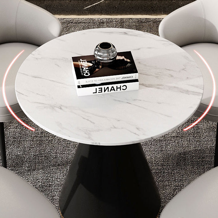 Traditional Luxury Round Dining Table Sintered Stone Table with Black Pedestal Base Clearhalo ' dining_table' 'Dining Tables & Seating' 'Dining Tables' 'furn' 'furn_dining_table' 'Furniture' 'furniture_dining_table' 'Kitchen & Dining Furniture' 'kitchen&dining_furn' 'kitchen' 'kitchen_dining_table' 3855460