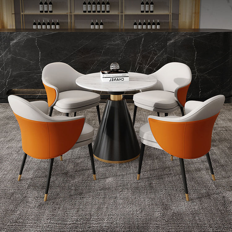 Traditional Luxury Round Dining Table Sintered Stone Table with Black Pedestal Base Clearhalo ' dining_table' 'Dining Tables & Seating' 'Dining Tables' 'furn' 'furn_dining_table' 'Furniture' 'furniture_dining_table' 'Kitchen & Dining Furniture' 'kitchen&dining_furn' 'kitchen' 'kitchen_dining_table' 3855462
