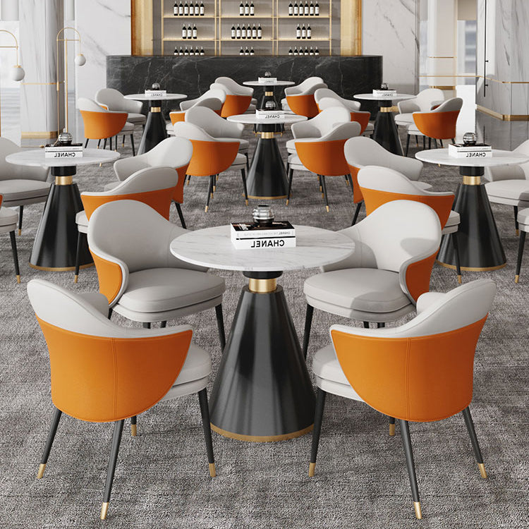 Traditional Luxury Round Dining Table Sintered Stone Table with Black Pedestal Base Clearhalo ' dining_table' 'Dining Tables & Seating' 'Dining Tables' 'furn' 'furn_dining_table' 'Furniture' 'furniture_dining_table' 'Kitchen & Dining Furniture' 'kitchen&dining_furn' 'kitchen' 'kitchen_dining_table' 3855465