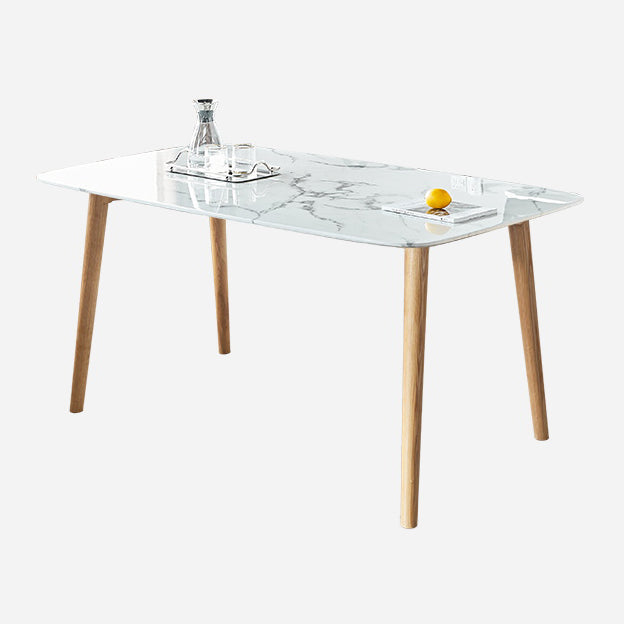 Stone Dining Site Table Simplicity Rectangle Dining Table with Wood 4 Legs Marble Without Chairs Clearhalo ' dining_table' 'Dining Tables & Seating' 'Dining Tables' 'furn' 'furn_dining_table' 'Furniture' 'furniture_dining_table' 'Kitchen & Dining Furniture' 'kitchen&dining_furn' 'kitchen' 'kitchen_dining_table' 3855471
